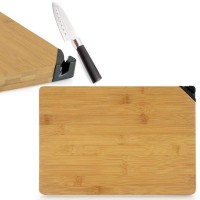 multi function smart unique butcher wooden bamboo chopping board cutting set with knife sharpener