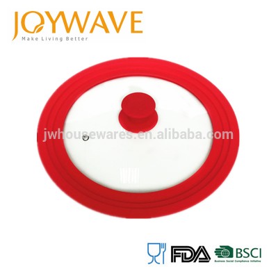 Silicone rim tempered glass lid for different kinds of pot