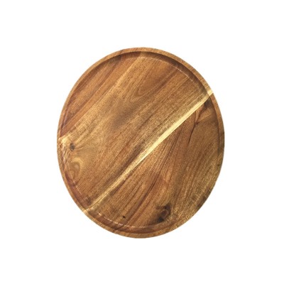 Eco-friendly custom logo mini coffee cheese pizza tray round steak restaurants acacia wood wooden boards for serving food