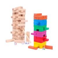 CL1J-A03 ComLom Colorful Wooden Toppling Timber Tower Wood Blocks Stacking Game Jenga building blocks for Kids