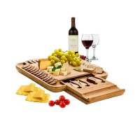 Bamboo serving platter with cheese knife  board set